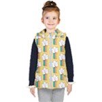 Smile Cloud Rainbow Pattern Yellow Kids  Hooded Puffer Vest