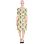 Smile Cloud Rainbow Pattern Yellow Wrap Up Cocktail Dress