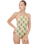 American Golden Ancient Totems High Neck One Piece Swimsuit
