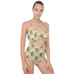 American Golden Ancient Totems Scallop Top Cut Out Swimsuit