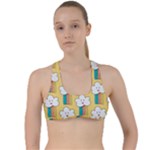 Smile Cloud Rainbow Pattern Yellow Criss Cross Racerback Sports Bra
