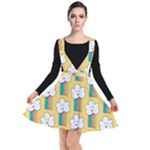 Smile Cloud Rainbow Pattern Yellow Plunge Pinafore Dress