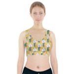 Smile Cloud Rainbow Pattern Yellow Sports Bra With Pocket