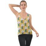 Smile Cloud Rainbow Pattern Yellow Chiffon Cami