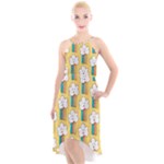American Golden Ancient Totems High-Low Halter Chiffon Dress 