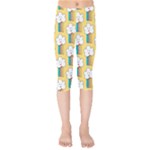 Smile Cloud Rainbow Pattern Yellow Kids  Capri Leggings 