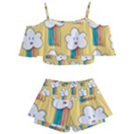 American Golden Ancient Totems Kids  Off Shoulder Skirt Bikini