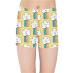 Smile Cloud Rainbow Pattern Yellow Kids  Sports Shorts