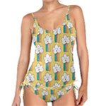 Smile Cloud Rainbow Pattern Yellow Tankini Set