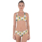 Smile Cloud Rainbow Pattern Yellow Criss Cross Bikini Set