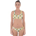 Smile Cloud Rainbow Pattern Yellow Cross Back Hipster Bikini Set