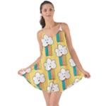 Smile Cloud Rainbow Pattern Yellow Love the Sun Cover Up