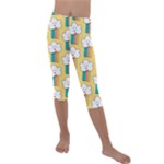 American Golden Ancient Totems Kids  Lightweight Velour Capri Leggings 