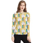 Smile Cloud Rainbow Pattern Yellow Women s Long Sleeve Rash Guard
