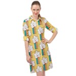 American Golden Ancient Totems Long Sleeve Mini Shirt Dress