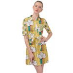 American Golden Ancient Totems Belted Shirt Dress