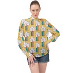 American Golden Ancient Totems High Neck Long Sleeve Chiffon Top
