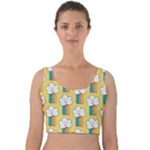 Smile Cloud Rainbow Pattern Yellow Velvet Crop Top