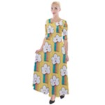 American Golden Ancient Totems Half Sleeves Maxi Dress