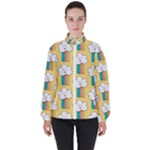 Smile Cloud Rainbow Pattern Yellow Women s High Neck Windbreaker