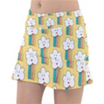 Smile Cloud Rainbow Pattern Yellow Classic Tennis Skirt