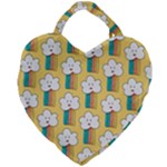 Smile Cloud Rainbow Pattern Yellow Giant Heart Shaped Tote