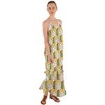 American Golden Ancient Totems Cami Maxi Ruffle Chiffon Dress