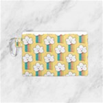 Smile Cloud Rainbow Pattern Yellow Canvas Cosmetic Bag (Small)