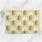 Smile Cloud Rainbow Pattern Yellow Canvas Cosmetic Bag (XL)