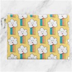 Smile Cloud Rainbow Pattern Yellow Canvas Cosmetic Bag (XXL)