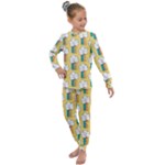 Smile Cloud Rainbow Pattern Yellow Kids  Long Sleeve Set 