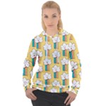 Smile Cloud Rainbow Pattern Yellow Women s Overhead Hoodie