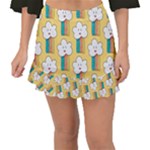 Smile Cloud Rainbow Pattern Yellow Fishtail Mini Chiffon Skirt