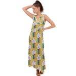 American Golden Ancient Totems V-Neck Chiffon Maxi Dress