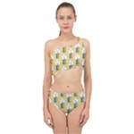 Smile Cloud Rainbow Pattern Yellow Spliced Up Two Piece Swimsuit