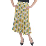 American Golden Ancient Totems Midi Mermaid Skirt