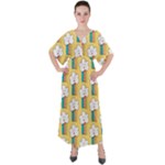 American Golden Ancient Totems V-Neck Boho Style Maxi Dress
