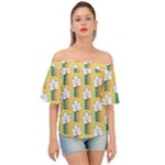 American Golden Ancient Totems Off Shoulder Short Sleeve Top