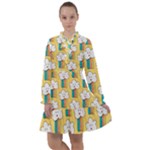 American Golden Ancient Totems All Frills Chiffon Dress