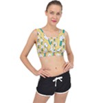 Smile Cloud Rainbow Pattern Yellow V-Back Sports Bra