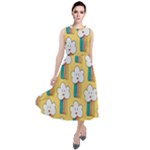 American Golden Ancient Totems Round Neck Boho Dress