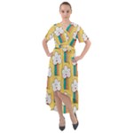 American Golden Ancient Totems Front Wrap High Low Dress