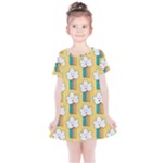 Smile Cloud Rainbow Pattern Yellow Kids  Simple Cotton Dress