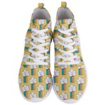 Smile Cloud Rainbow Pattern Yellow Men s Lightweight High Top Sneakers