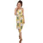 American Golden Ancient Totems Waist Tie Cover Up Chiffon Dress