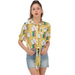 American Golden Ancient Totems Tie Front Shirt 