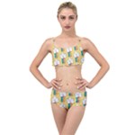 Smile Cloud Rainbow Pattern Yellow Layered Top Bikini Set