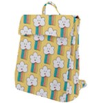 Smile Cloud Rainbow Pattern Yellow Flap Top Backpack