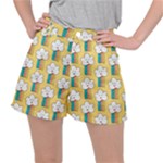 Smile Cloud Rainbow Pattern Yellow Women s Ripstop Shorts