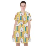 Smile Cloud Rainbow Pattern Yellow Sailor Dress